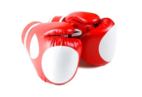 Red Boxing gloves. Two gloves sports. Isolated on a white background Stock-Fotos