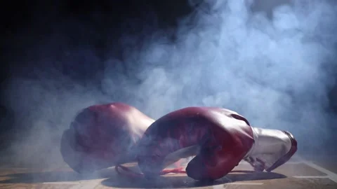 Red Boxing Gloves On The Wooden Surface. Stock-Footage 166552053