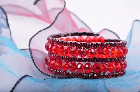 Red bracelet Foto stock
