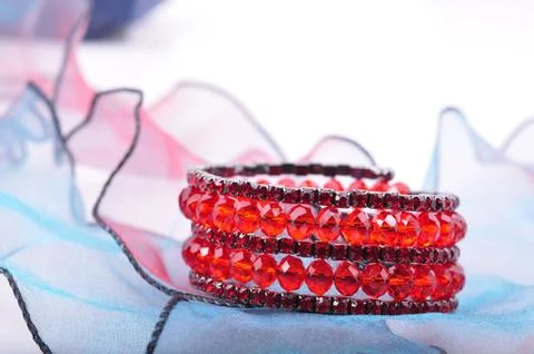 Red  bracelet Foto stock