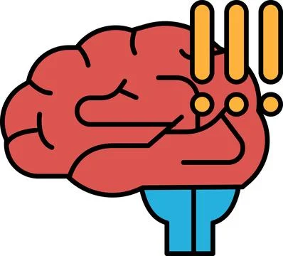 A red brain with an exclamation point on it Stock Illustration