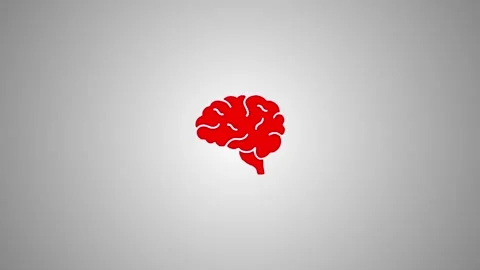 A red brain icon forming and pulsating against a white to gray gradient bac.. Stock Footage 346490784