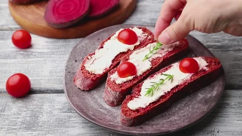 Red bread decor Stock Footage 137661037