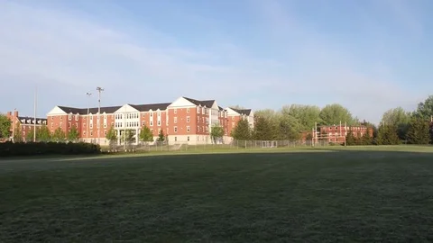 Red-brick Apartment Buildings Hyperlapse Stock Footage 70304444