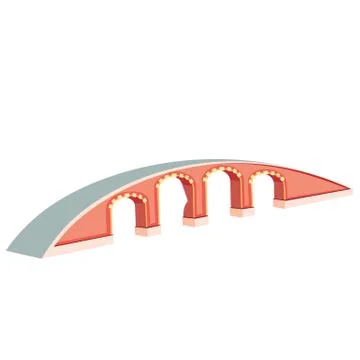 Red brick arch bridge, isolated object on white background, vector illustrati Stock Illustration