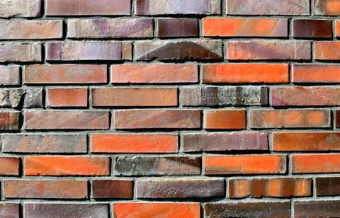 Red brick background, brick wall pattern texture. Design. Stock Photos