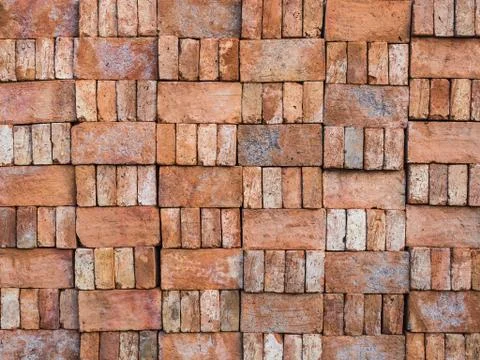 Red brick block pile for construction Stock Photos