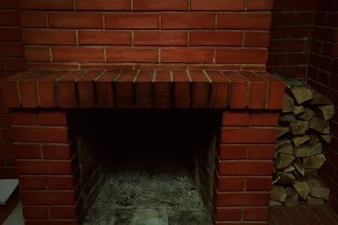 Red brick fireplace Stock Photos