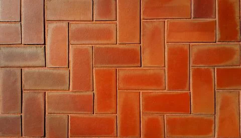 Red brick floor - Geometric Pattern for background Stock Photos