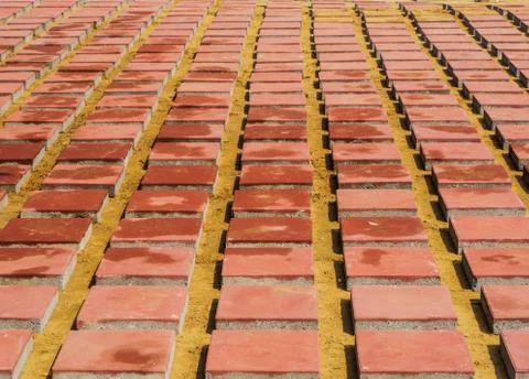 Red brick for floor under construction Foto stock