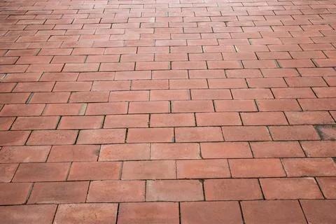 Red brick flooring background Stock Photos