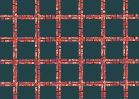 Red brick grid pattern on a dark background Stock Illustration