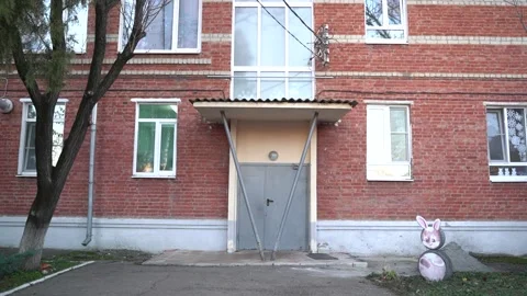 The red brick kindergarten is ready to receive children. Stock Footage 229502575
