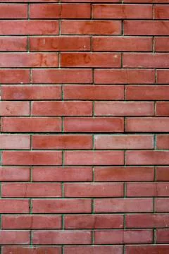 Red brick old wall with cracks, urban background, texture Stock Photos