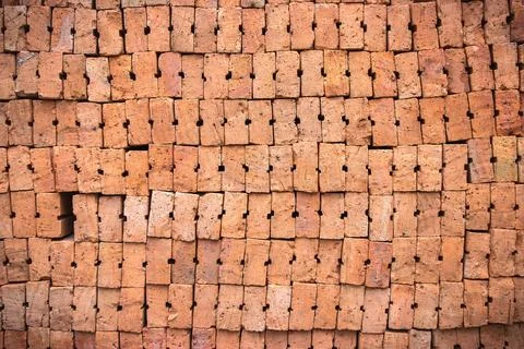 Red brick or Mon brick background and texture. Foto stock