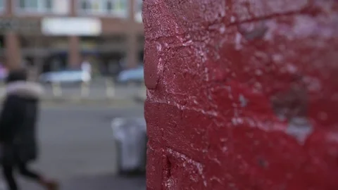 Red Brick People Passing By Stock Footage 83861775