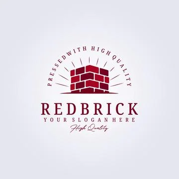 Red brick, pile and stack balance bricks logo vector illustration design temp Stock Illustration