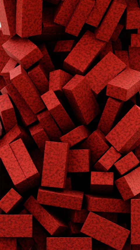 Red Brick Portrait Vertical Video Animation Curtain Transition Alpha Channel Stock Footage 300724662