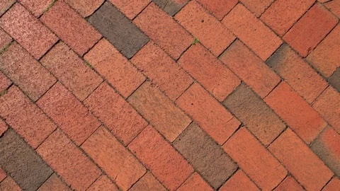 Red Brick Sidewalk slow pan overhead 스톡 동영상 91106613
