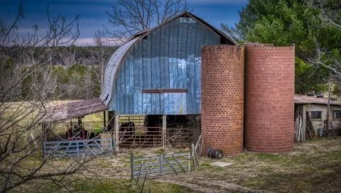 Red Brick Silos Stock Photos