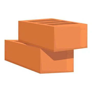 Red brick stack icon cartoon vector. Wall cement Stock Illustration