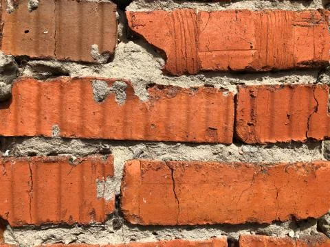 Red brick texture with cement for presentation Stock Photos
