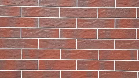 Red Brick Tile Wall, Clean Modern Masonry Texture, Design and Architecture Stock Photos