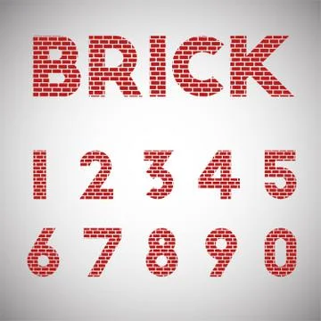 Red brick typeface, vector Stock Illustration