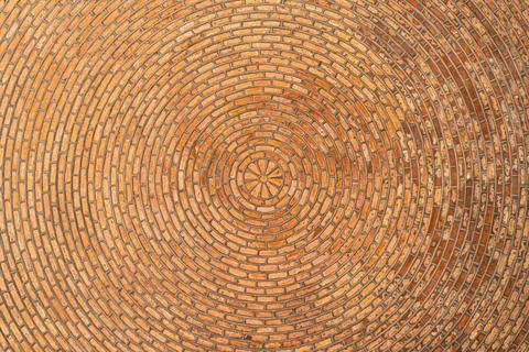 Red brick vault. Ceiling. Circular pattern. Architectural texture Red bric... Stock Photos