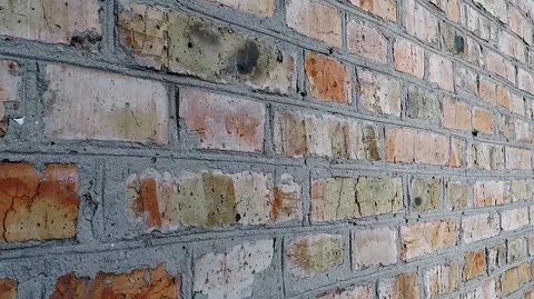 Red brick wall at a 45-degree angle with a close distance clear texture Stock Footage 124738342