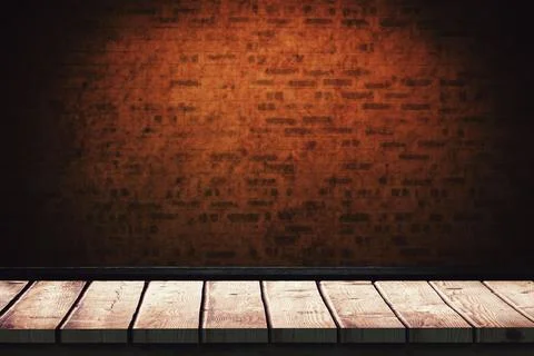 Red brick wall against floorboard Stock Illustration