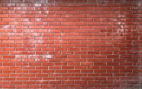 Red brick wall background. Brickwork texture with scratches and cracks. Traces Stock Photos