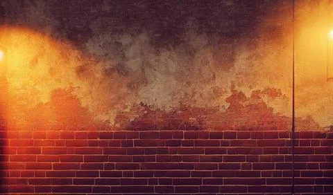 Red brick wall background with lights Stock Illustration