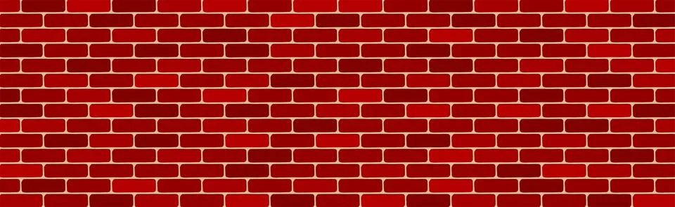 Red brick wall background. Long vector banner Stock Illustration