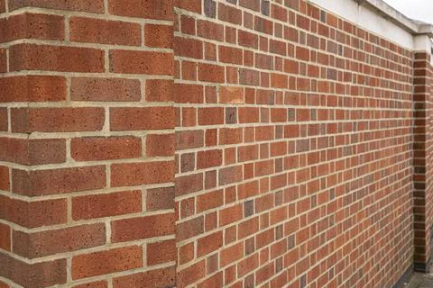 Red brick wall background outside of the building, London, UK. 스톡 사진