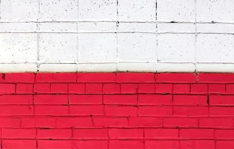 Red brick wall background, texture, the colors of the Polish flag Stock Photos
