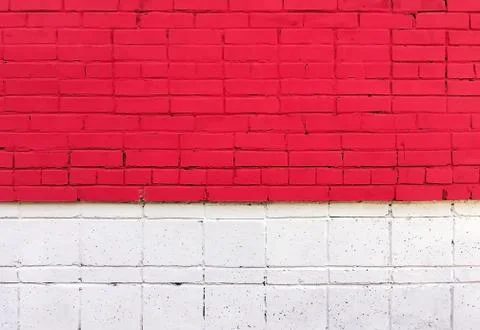Red brick wall background, texture, the colors of the Polish flag Stock Photos