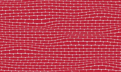 Red brick wall background vector texture with brick size distortion Illustrazione stock