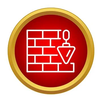 Red brick wall with construction trowel icon Stock Illustration
