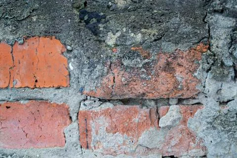 Red brick wall. cracked bricks. bricks texture Stock Photos