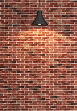 Red brick wall decoration under the spot light rendering Stock Illustration