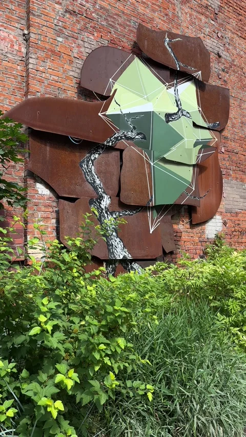 Red brick wall, decorative three-dimensional element. Moscow, Russia. 13/08/2025 Stock Footage 314781929