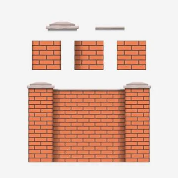 Red brick wall elements seamless pattern isolated Illustrazione stock