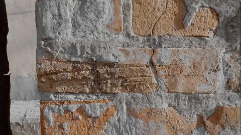 Red brick wall with grey cement solution Stock Footage 125805489