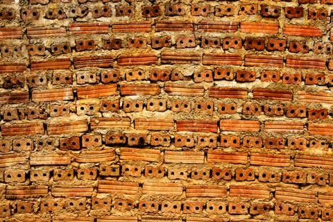 Red brick wall horizontal background. Stock Photos