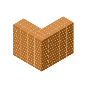 Red brick wall of house. Element of building construction. Stock Illustration