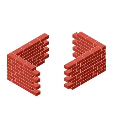 Red brick wall of house. Element of building construction. Ilustración de archivo