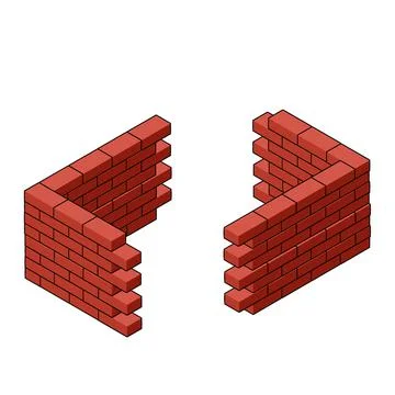 Red brick wall of house. Element of building construction. Ilustración de archivo