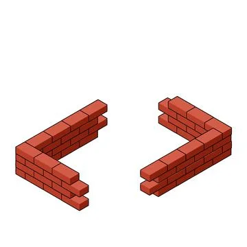 Red brick wall of house. Element of building Ilustración de archivo
