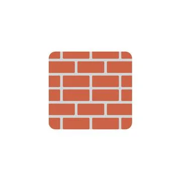 Red brick wall icon: flat design, simple square element Stock Illustration